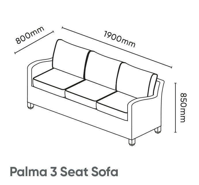 Palma 3 Seat Sofa Dimensions