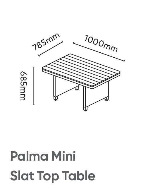 Palma Mini Slat Top Table Dimensions