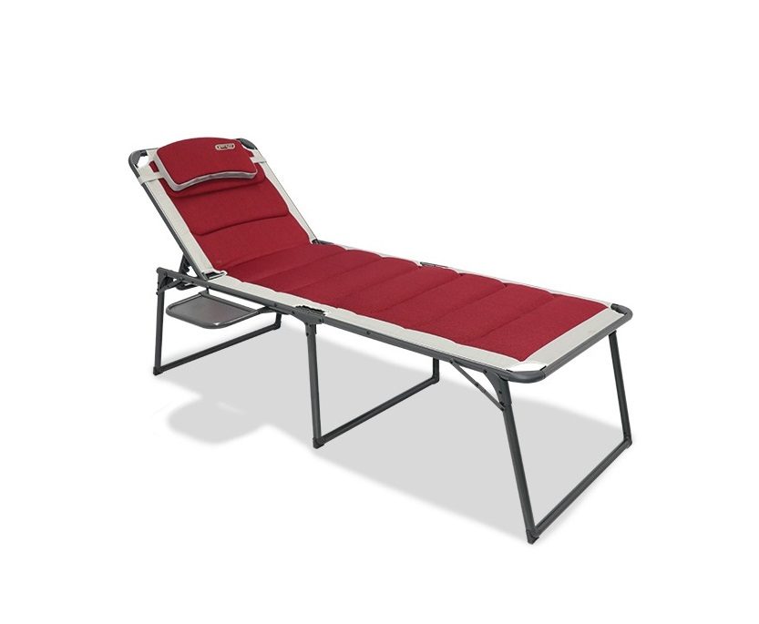 Quest Elite Bordeaux Pro Lounge Bed with Side Table - Red - front three-quarter view