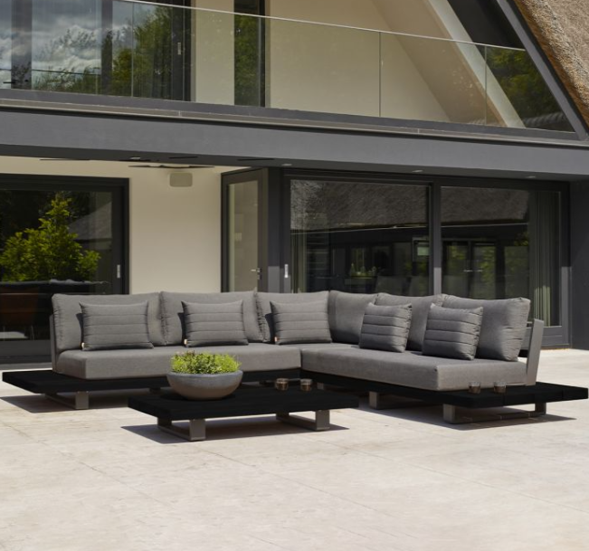 Life Outdoor Living Fitz Roy Aluminium Lounge Corner Sofa Set - Lava/Mist Grey