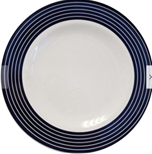 Flamefield Set of 2 OR individual Navy blue pinstripe melamine DINNER plates