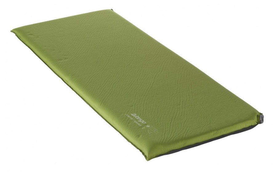 Three-quarter view of the Vango Comfort 7.5 Grande Self-Inflating Mat in green.