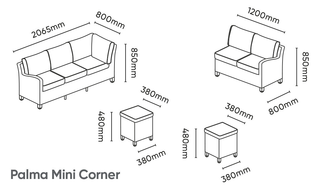 Palma Mini Corner Dimensions