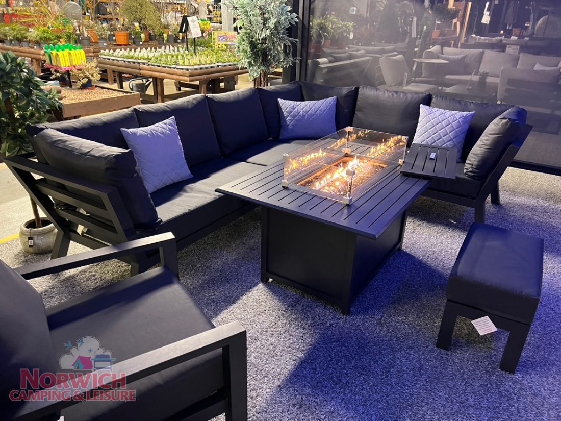 Life Timber Luxe corner set with firepit