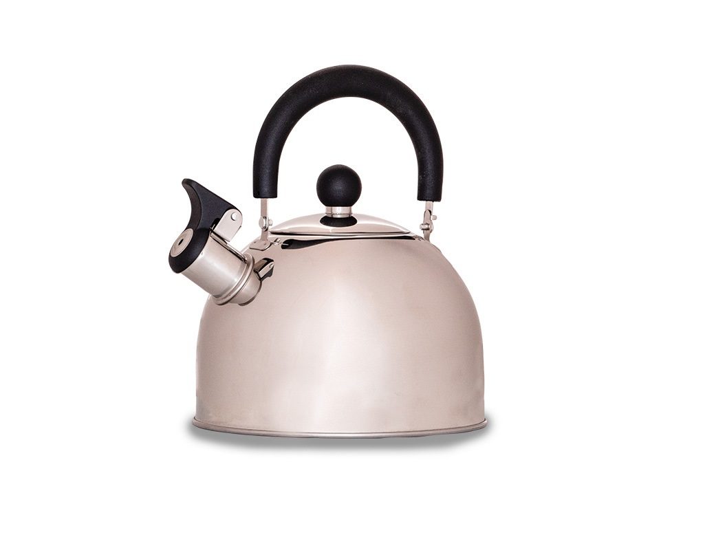 Quest Hamilton Polished Stainless Steel Whistling Kettle 2L Studio Front