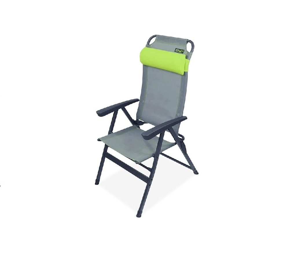 Portal Outdoor Ken Reclining Camping Chair - GreyGreen - front three-quarter view