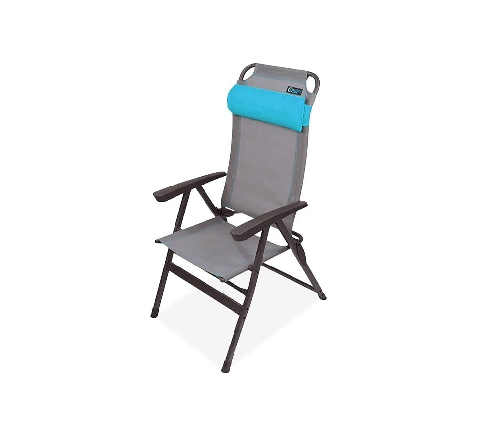 Portal Outdoor Ken Reclining Camping Chair - Grey/Blue - front three-quarter view