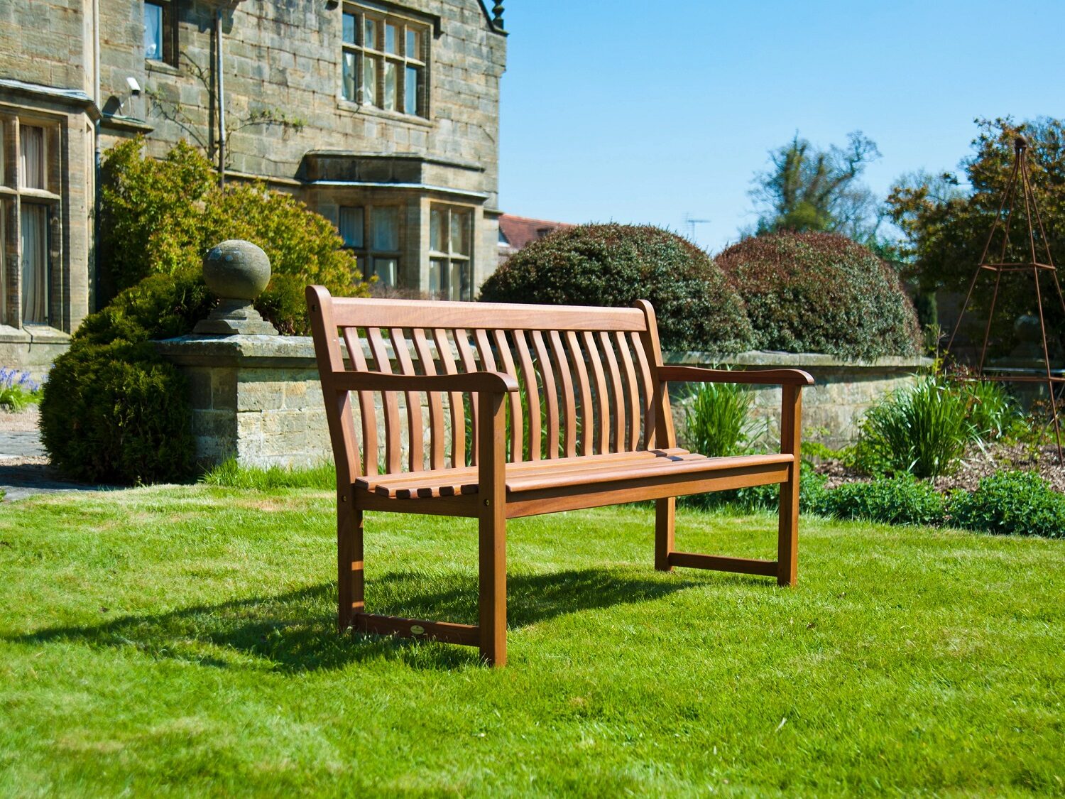 Alexander Rose Broadfield Oiled Mahogany 5Ft Bench Lifestyle Far