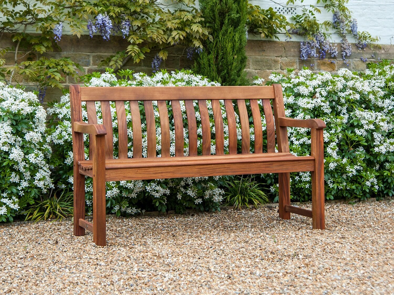 Alexander Rose St George Oiled Mahogany 5Ft Bench Lifestyle Far