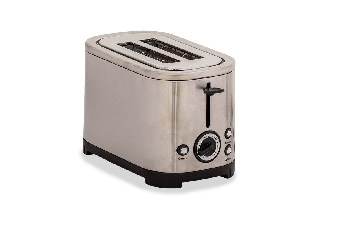 Quest Rocket Low Wattage Polished Stainless Steel Toaster 2 Slice Studio Front