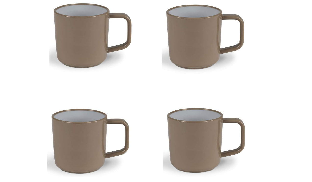 Kampa Coffee Coloured Non-Slip 4 Piece Mugs