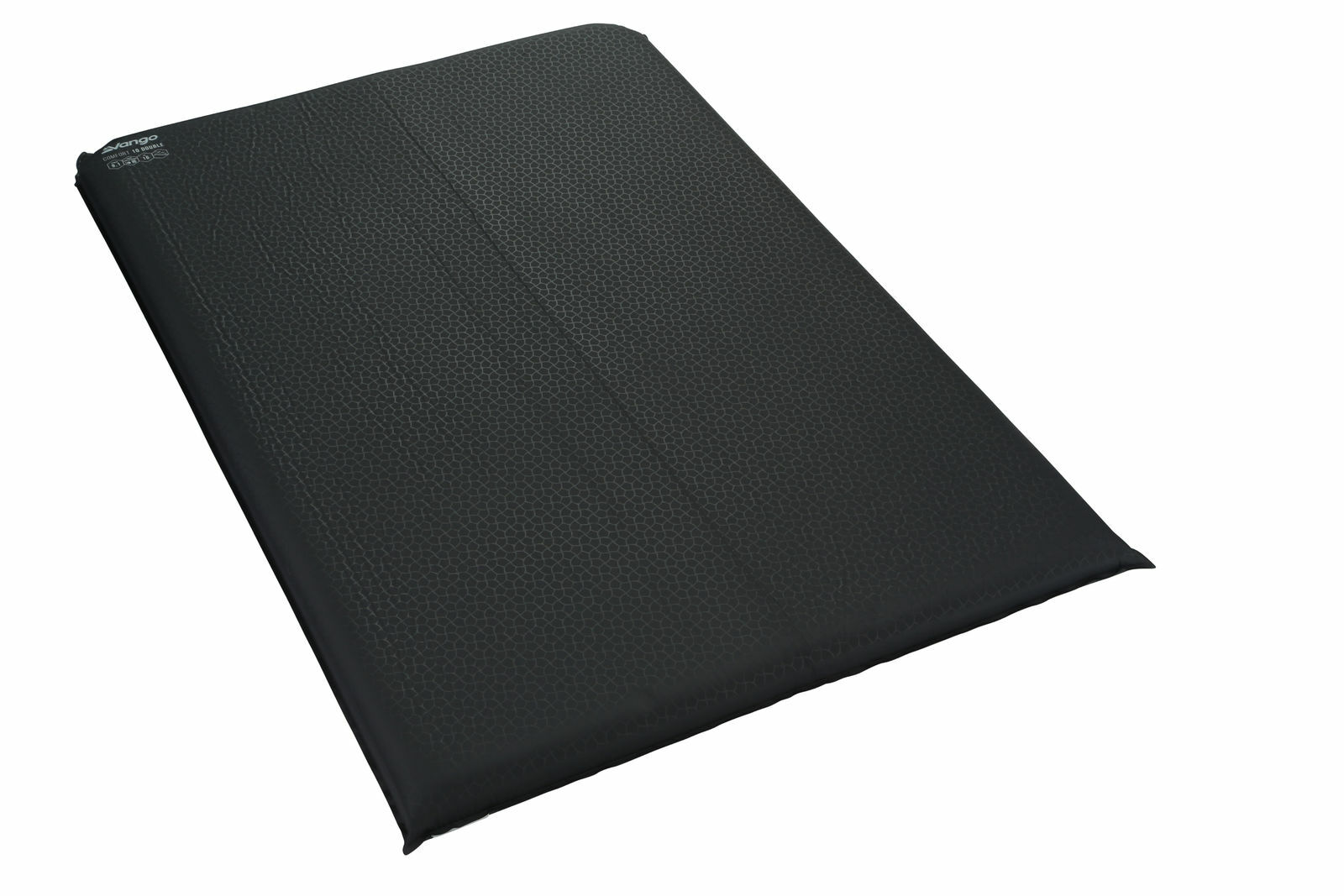 Three-quarter view of the Vango Comfort 10 Double Self-Inflating Mat in dark grey