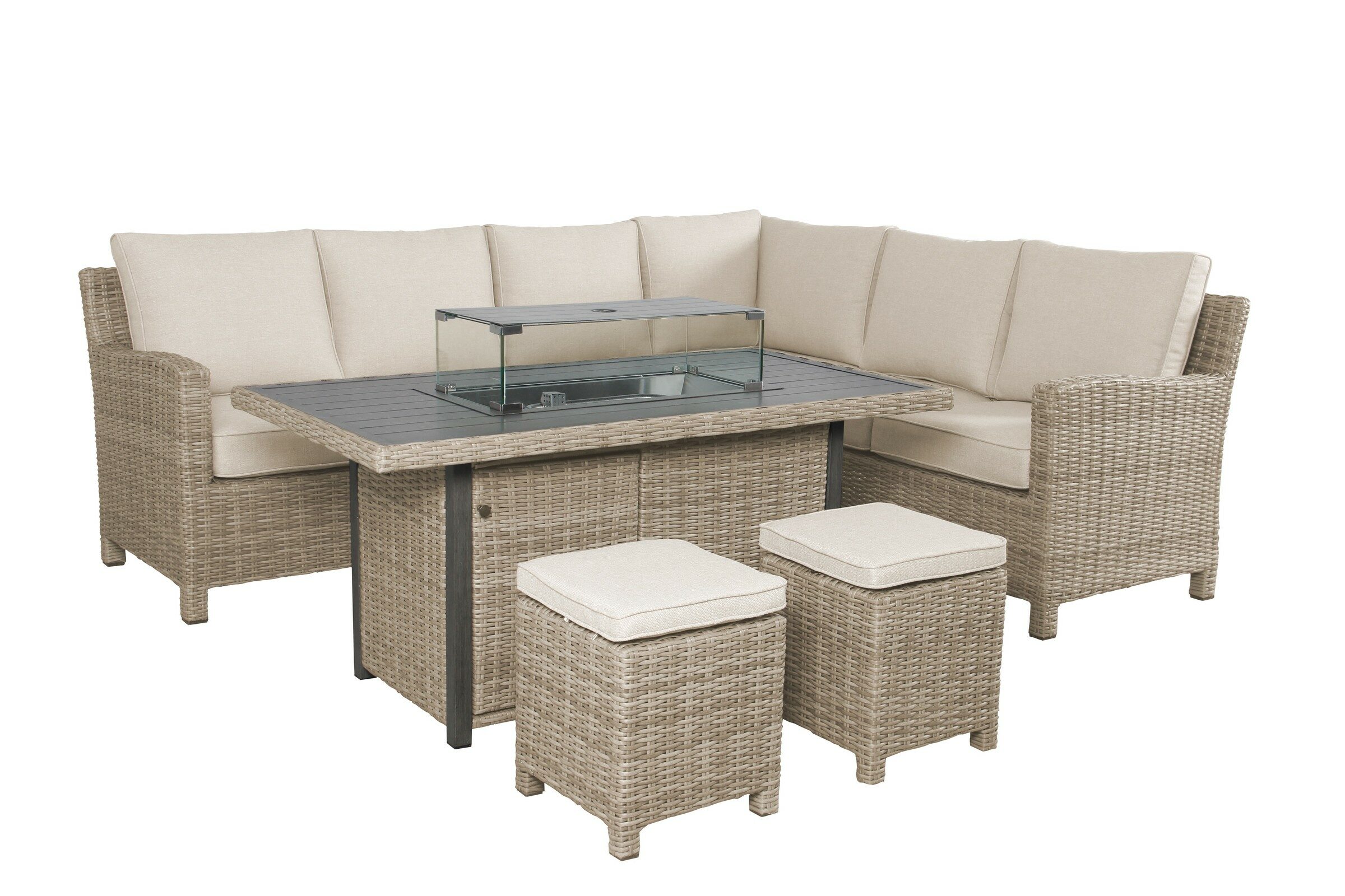 Palma Lh Corner With Firepit Table Oyster