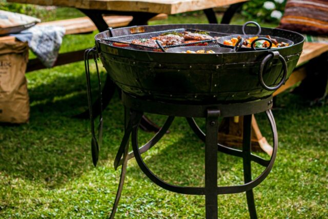 Kadai Firebowl 60cm On High & Low Gothic Stands