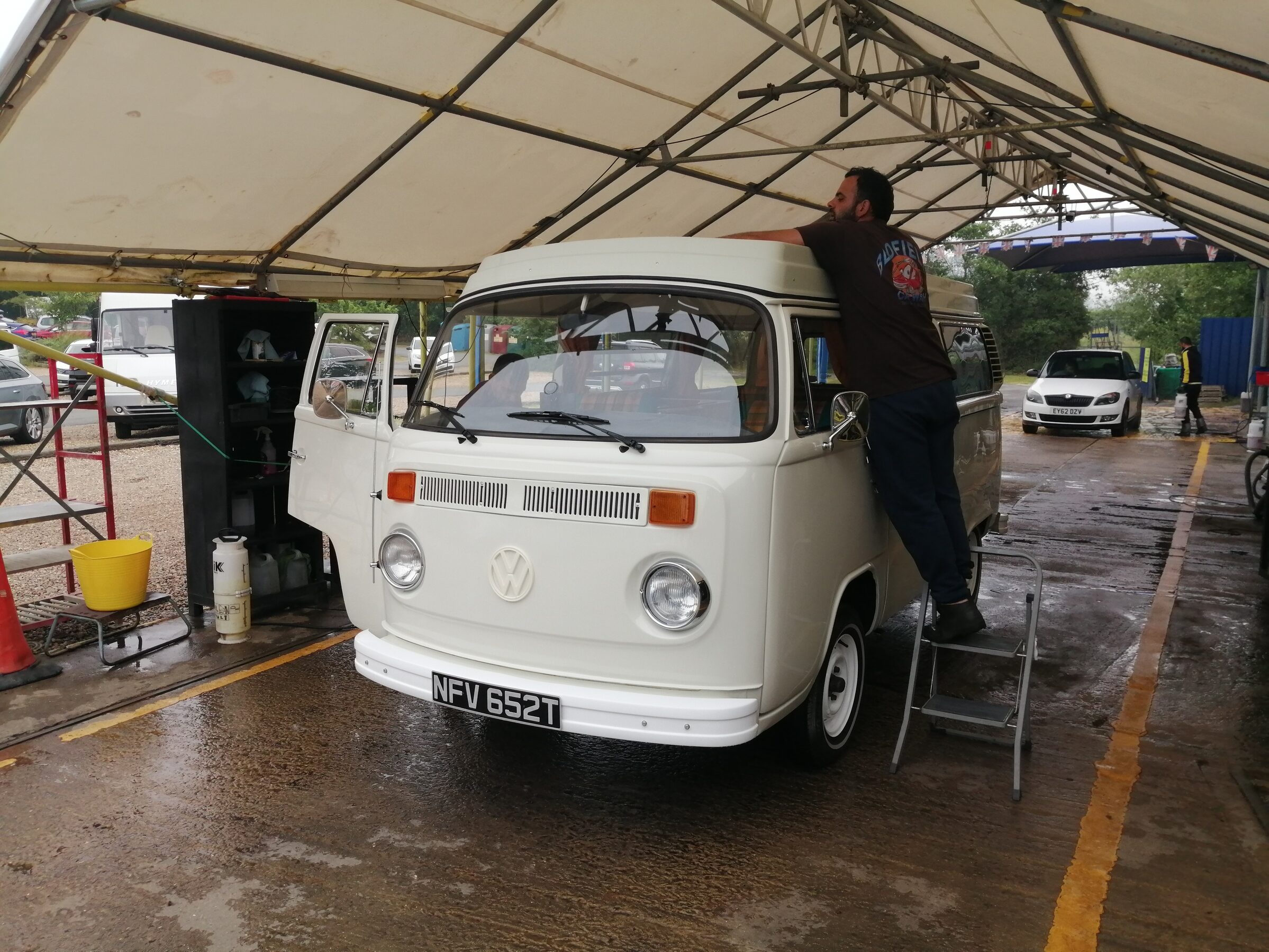 VW van being hand washed