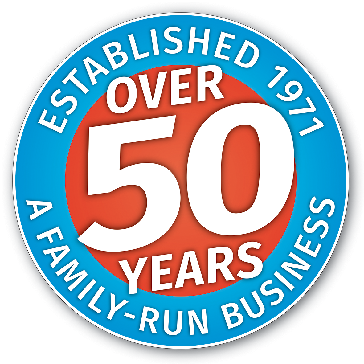 OVER 50 YEARS ROUNDEL - ESTABLISHED 1971 - A FAMILY-RUN BUSINESS