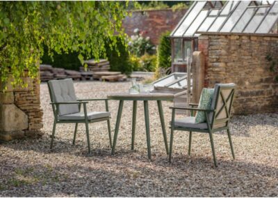 Bramblecrest Wisley 80cm Round Table with 2 Armchairs - Sage